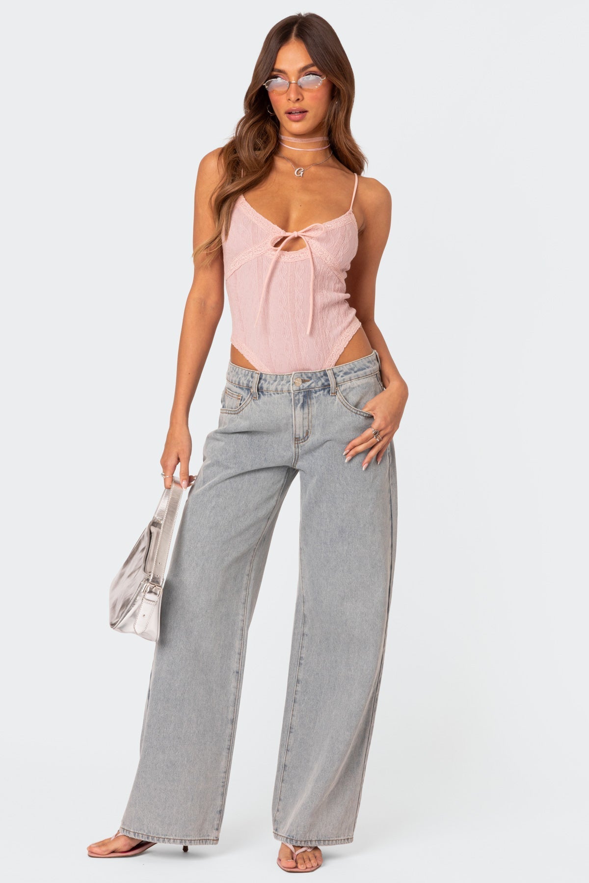 Emma Bow Tie Jeans - Jean oversize avec nœuds papillon
