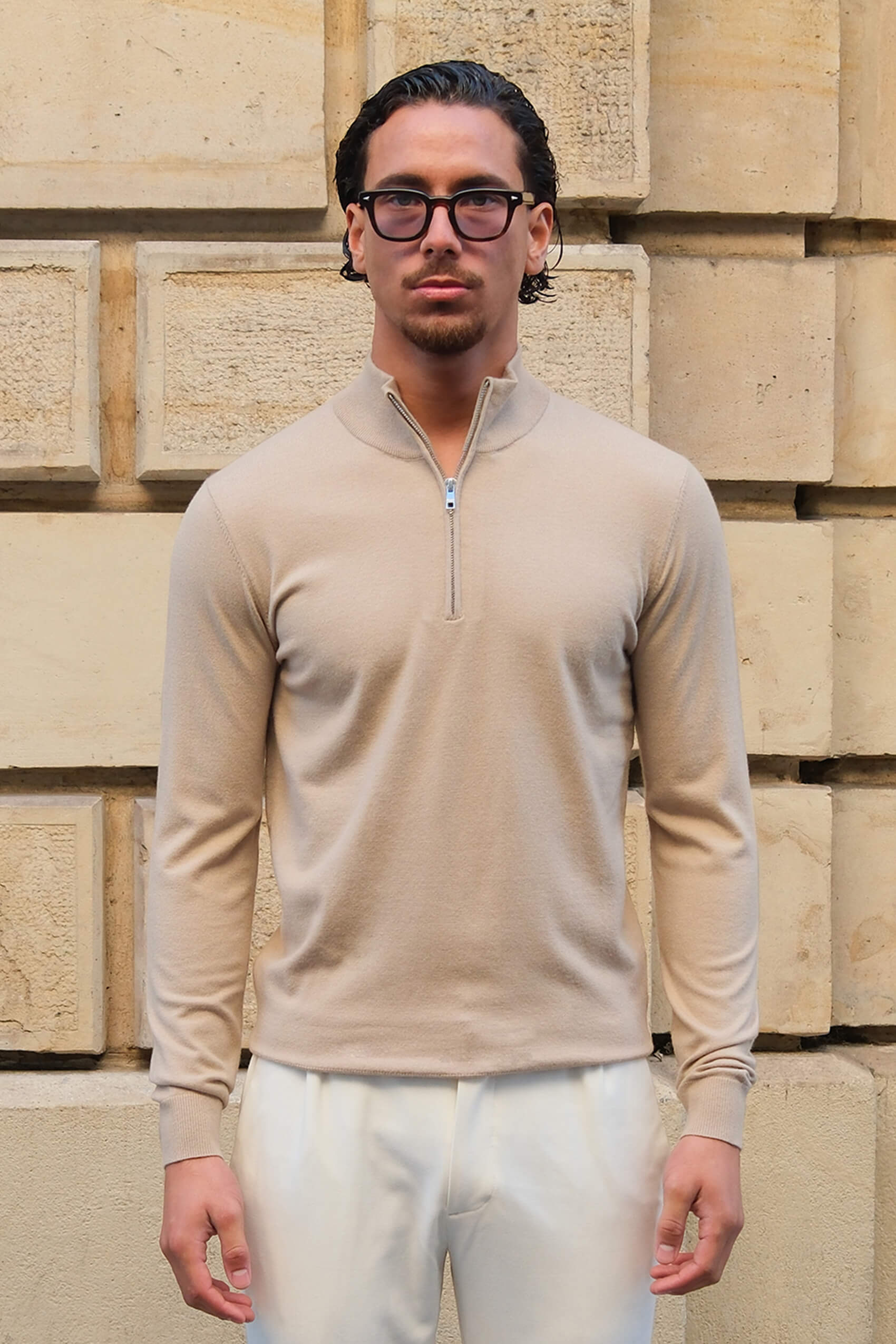 Porter demi-zip - Beige