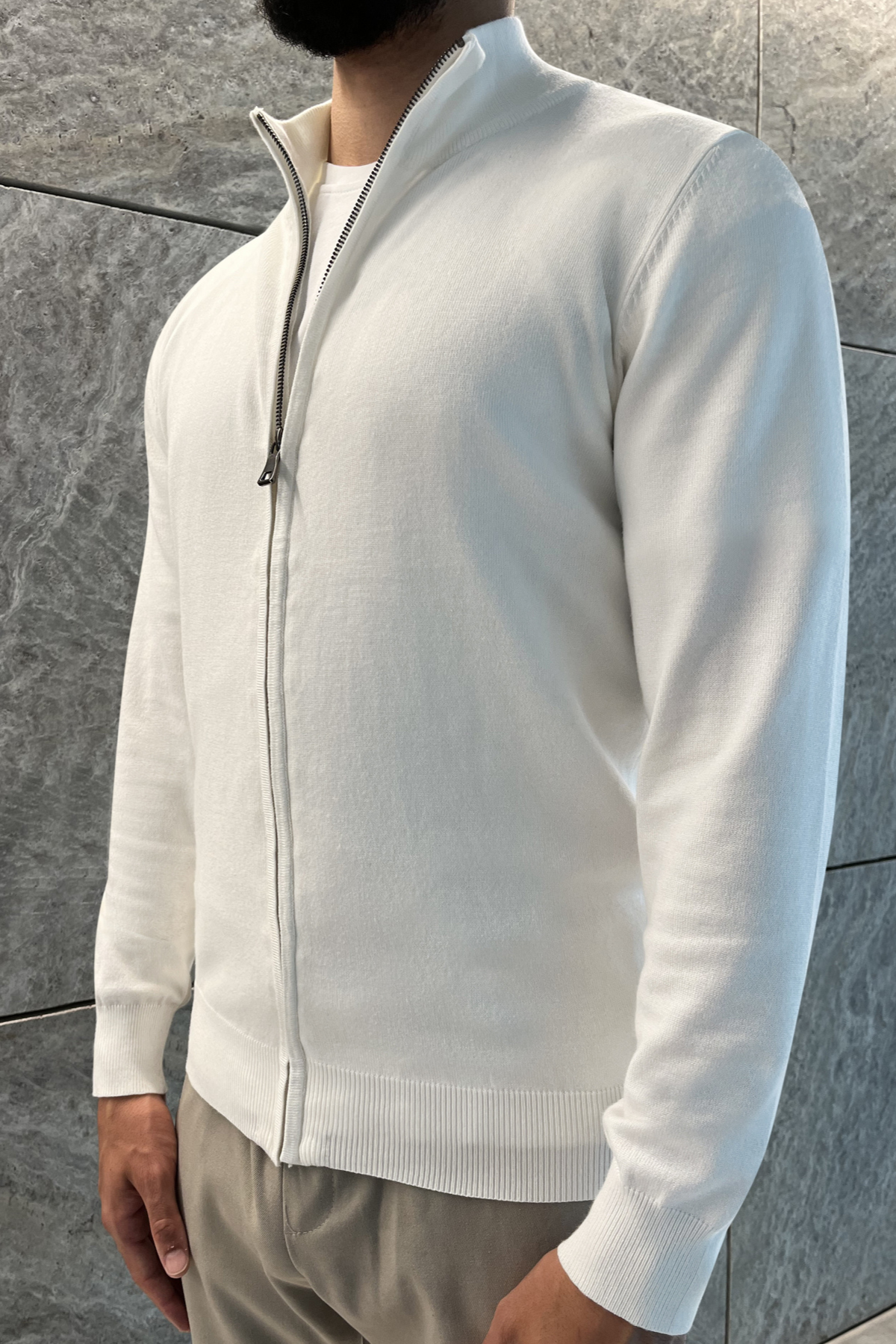 Pull zippé Viva - Blanc