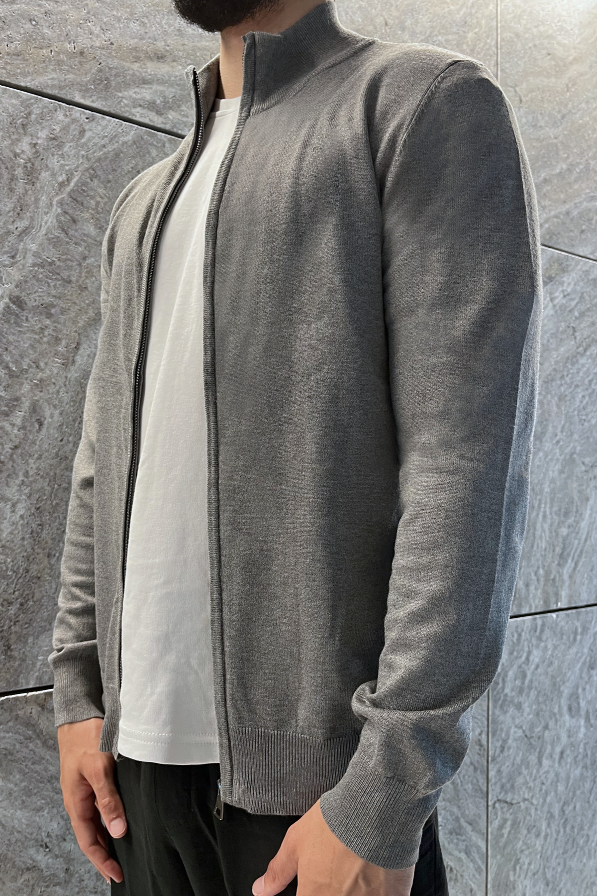 Pull zippé Faro - Gris